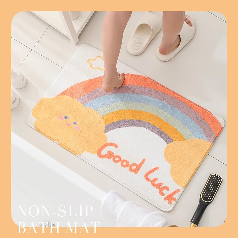 Cartoon Imitation Cashmere Bathroom Floor Mat Entry Door Mat Bathroom Bath Household Toilet Non-slip Foot Mat Absorbent Mat
