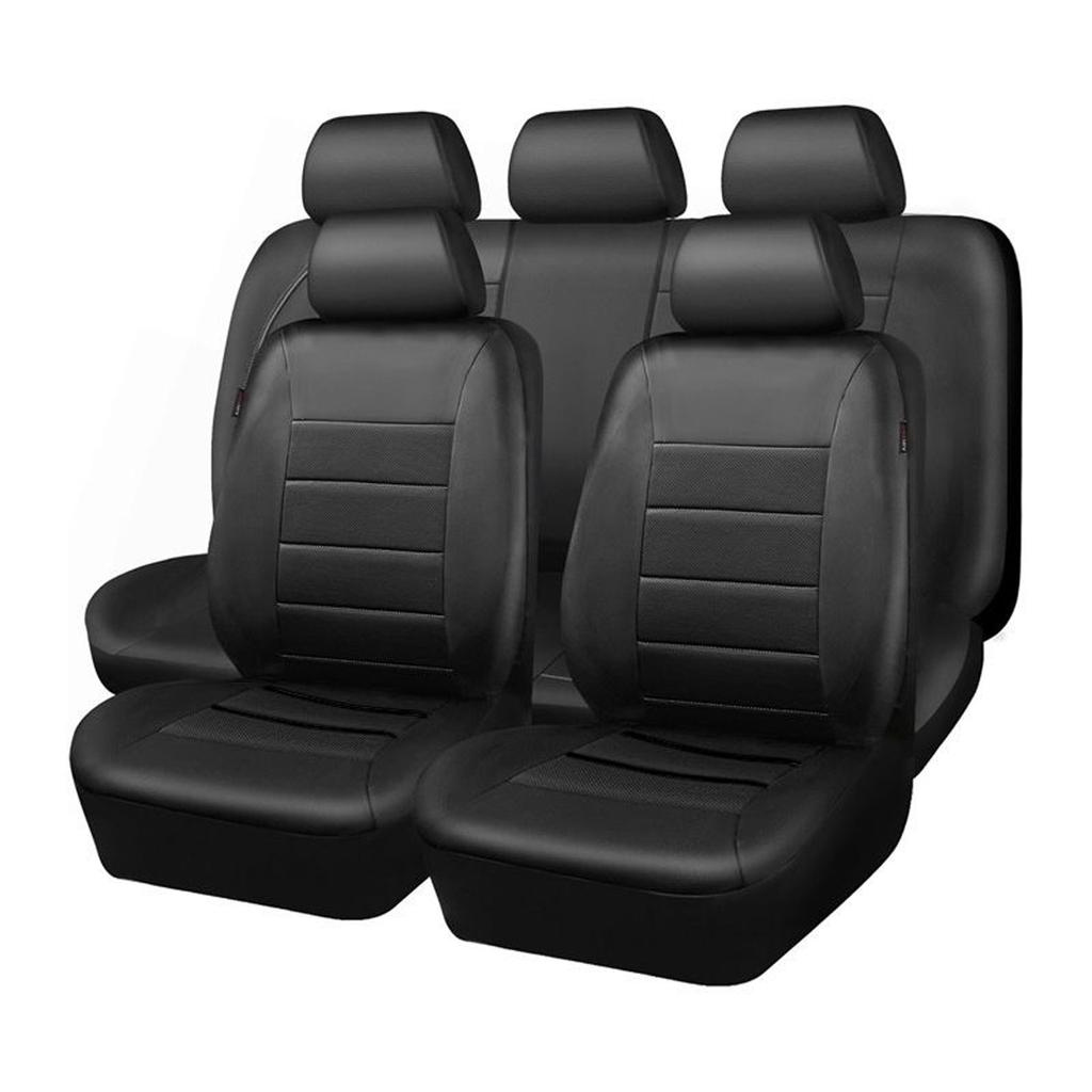 Universal Car Seat Covers, 9PCS PU Leather Front and Rear Seat Protectors, Full Set Auto Seat Covers, Front Seats