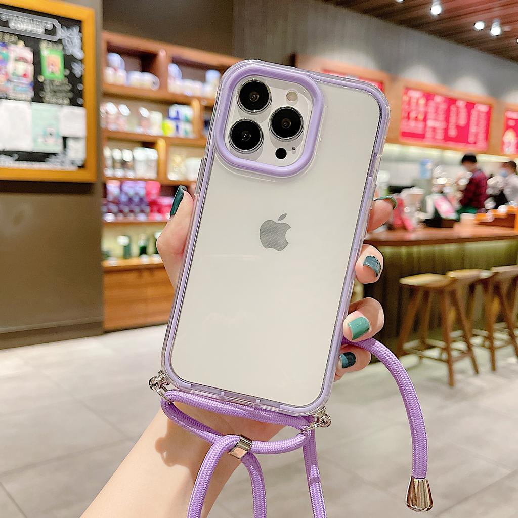 Applicable To the New Apple 14PROMAX Mobile Phone Case iPhone13 Mobile Phone Case Apple 14 Three-in-one Transparent Lanyard