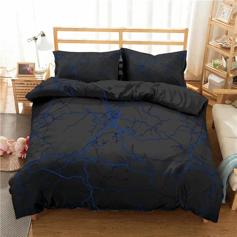 Lightning Bedding Set Natural Phenomenon Black Duvet Cover Set For Bedroom Bed Quilt Cover Corlorful Bedspread