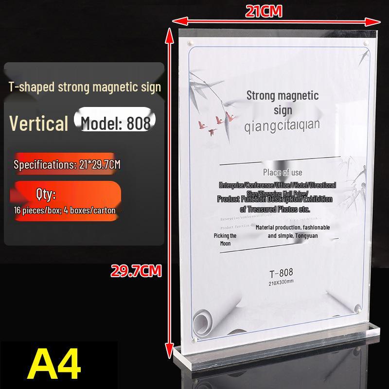 T-Type Magnetic Table Tent Card Holder: Dual-Use Horizontal & Vertical Display Stand