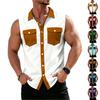 Chemise sans manches légère à revers et boutons pour homme, idéale pour le travail.