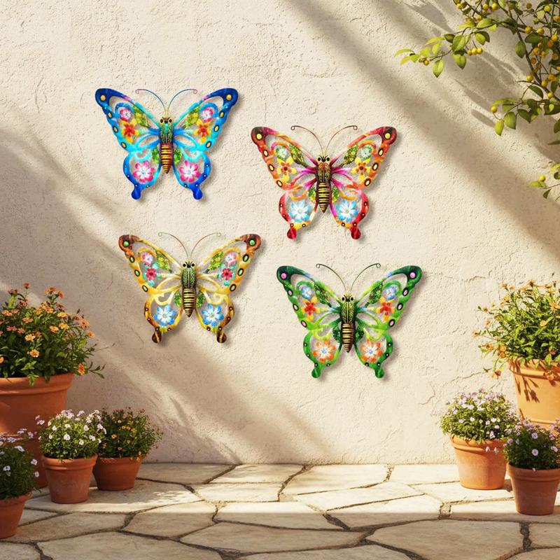 New Large Cutout Metal Butterfly Wall Art, Rust-Proof Outdoor Metal Sculpture For Garden Fence Patio Yard - Unique Gift