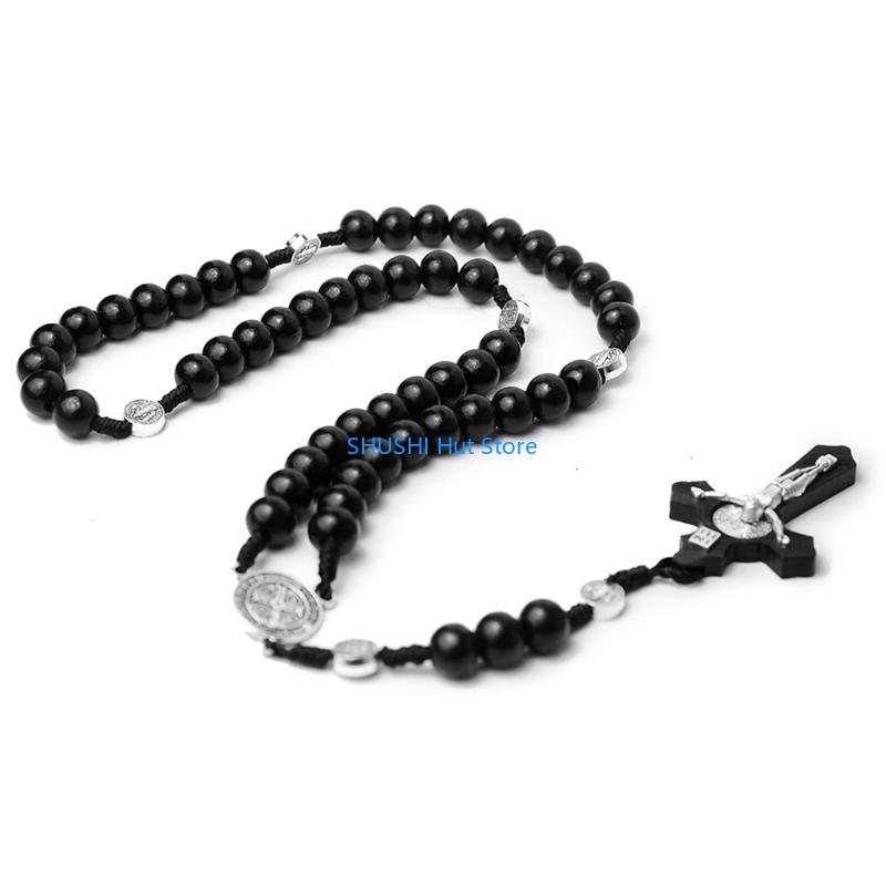 Bead Rosary Necklace Bead Hangable Pendant for Men Female Unisex Praying Meditation Gift Supplies D57B