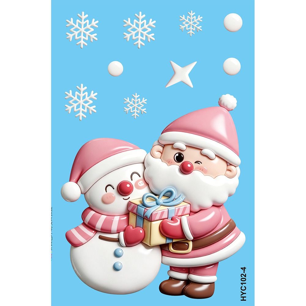 9Pcs Removable Christmas Window Stickers Christmas Static Stickers Bathroom Glass Decor