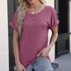Spring/Summer Button Women's Casual T-shirt Solid Ladies Top
