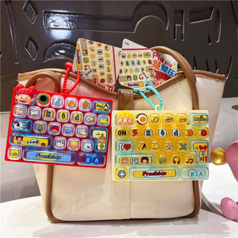 26-key Stress Relief Decompression Toy Clear Key Sounds Keyboard Toy Press Button Toy  Bag Pendant