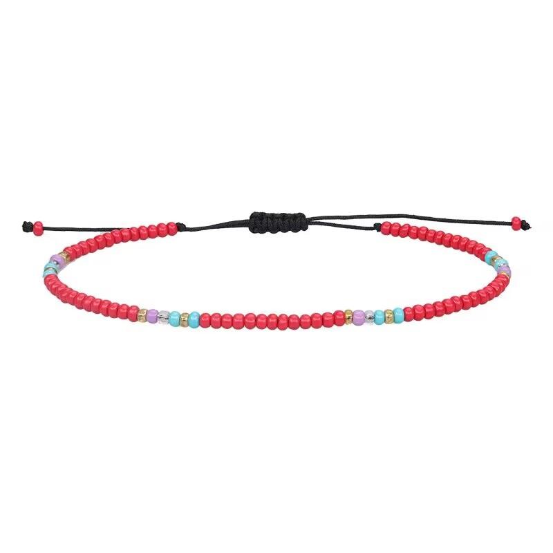 Handmade Bohemian Multicolor Rope Colorful Rice Bead Bracelet Wax Thread Woven Friendship Bracelet For Women Party