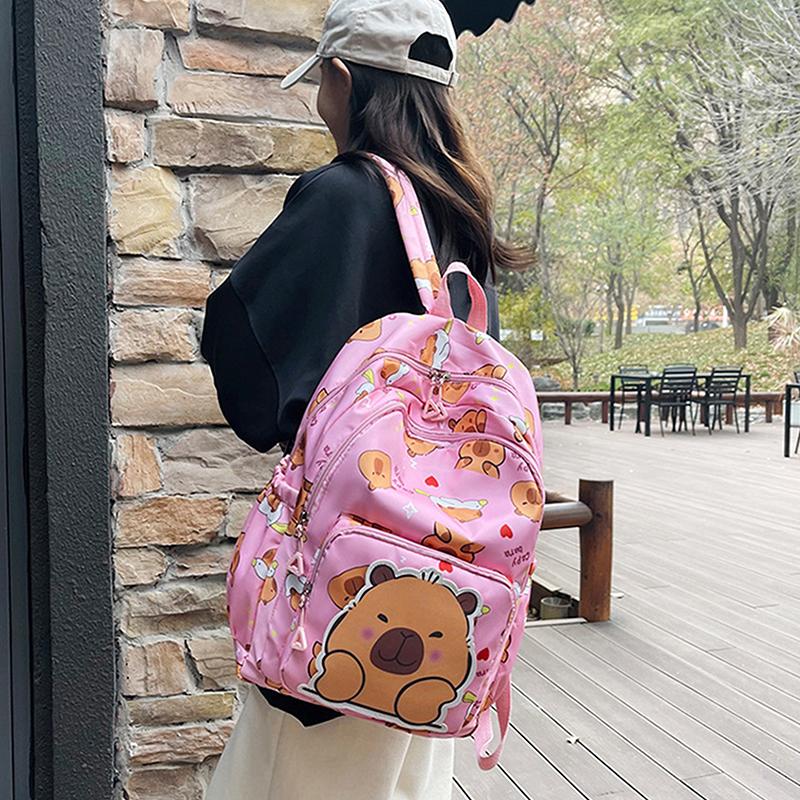 Cartoon Capybara Print Backpack Funny Large Capacity Capybara School Bag Student Laptop Bag Cute Lightweight Backpack Gifts