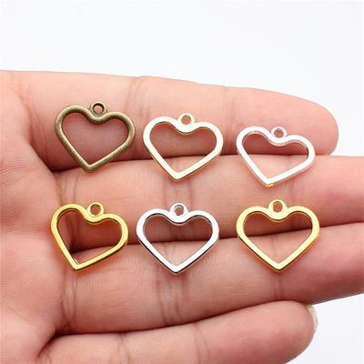 Pingente Coração de Pêssego Vazado Rendilhado Bronze Antigo Liga de Zinco Suprimentos para Fabricação de Joias Pingentes de Colar Estilo Casal