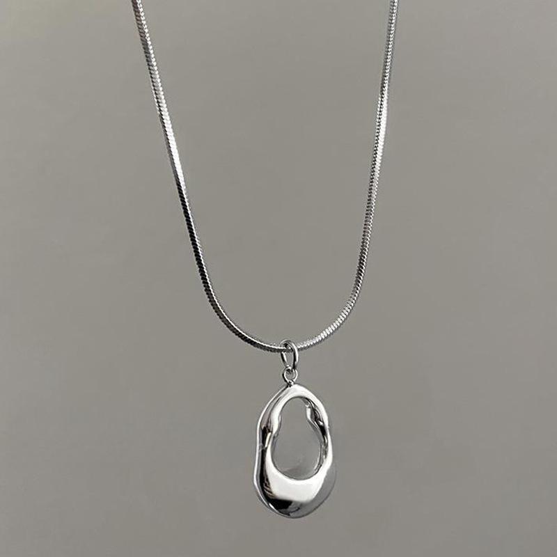 Simple Thick Water Drop Chain Necklace For Women Jewelry Gift Silver Color Hollow Choker Unisex Men Daily Party Classic Accessories