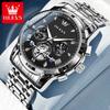 OLEVS 2856 Men's Quartz Watches Skeleton Flywheel Chronograph Classic Fashion TOP Brand Watch for Men Moon Phase Waterproof
