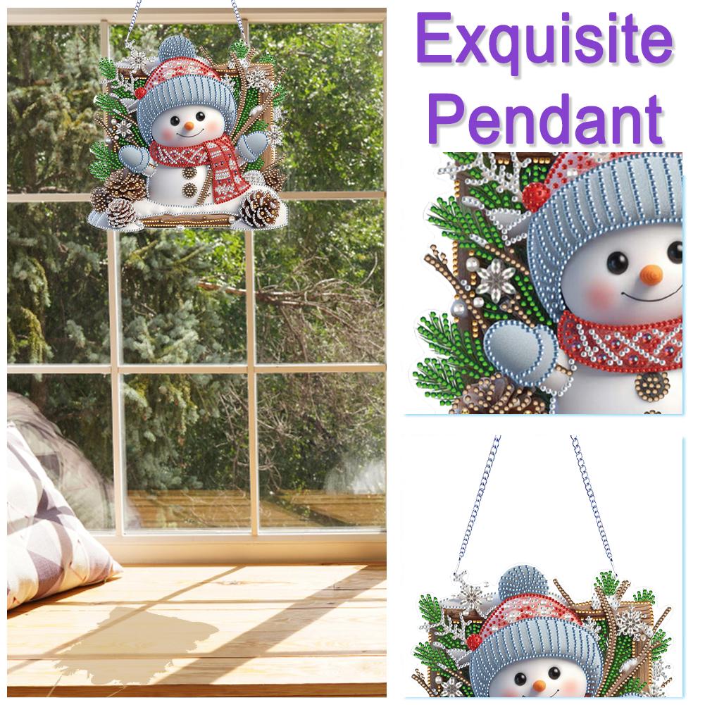 Xmas Theme 2D Flat DIY Special Shape Rhinestone Diamond Art Window Pendants Diamond Painting Set Wall Decor for Home & Windows