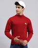 Mens Solid Red Turtle Neck Full Sleeve Pullover