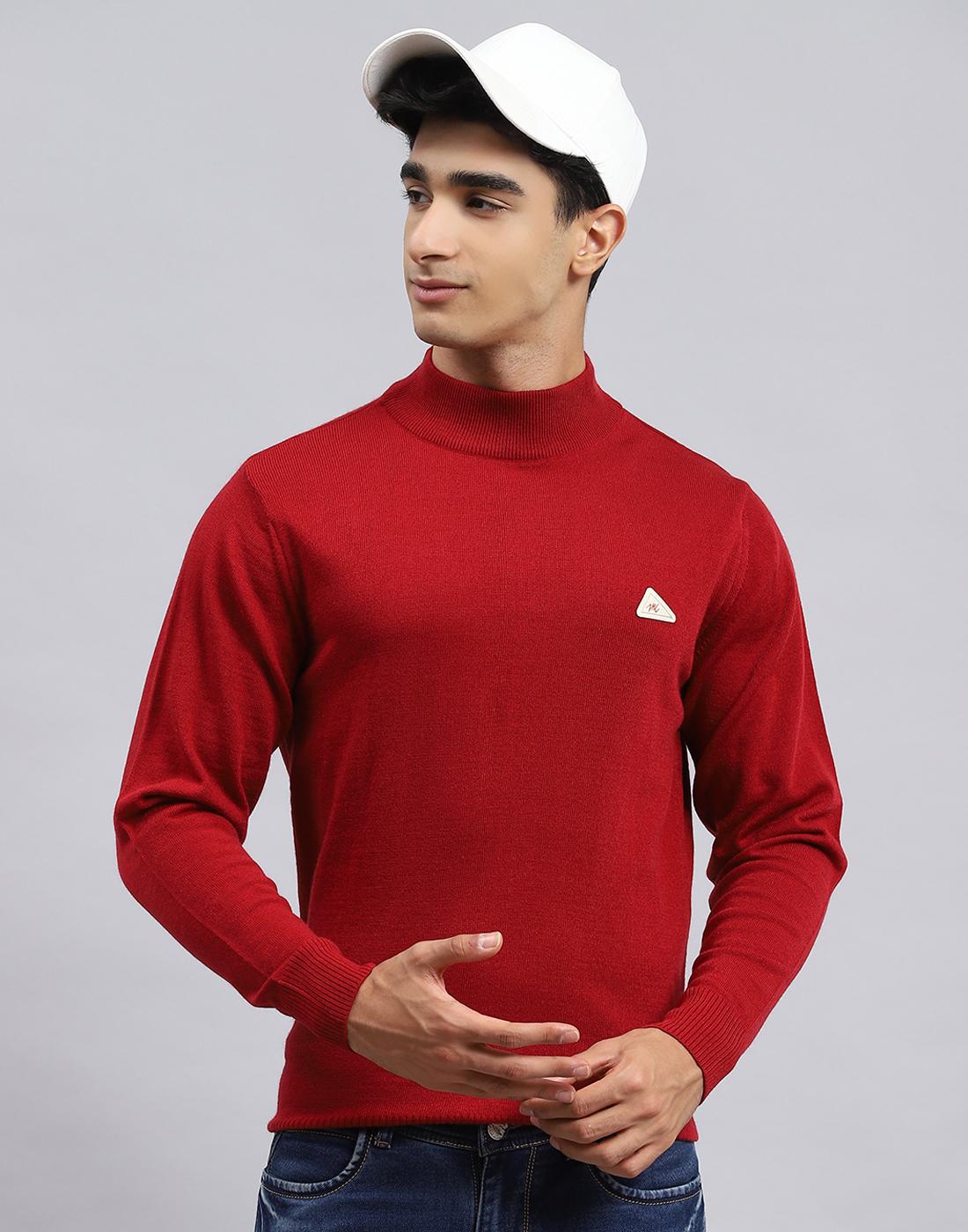 MONTE CARLO Heren Effen Rode Coltrui Lange Mouw Pullover 3XL rood