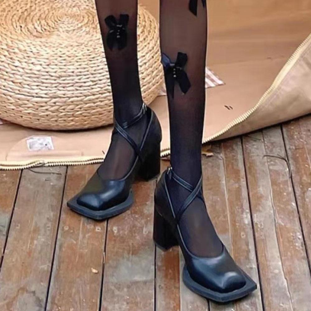 Square Toe Chunky Heels Women Mary Janes Shoes Retro Gothic Women Shoes  Brand New Spring Summer Autumn Lolita Pumps