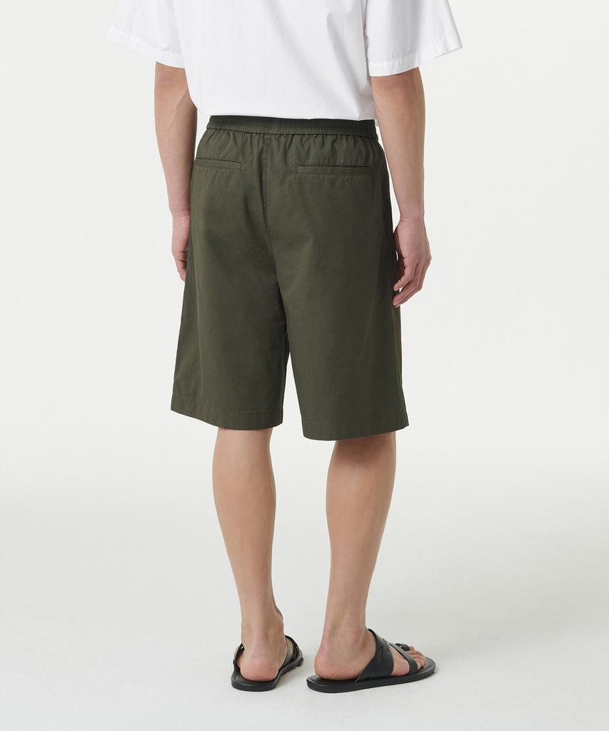 MUSINSA STANDARD Cotton One-Pleat Wide Elastic Shorts [Khaki]