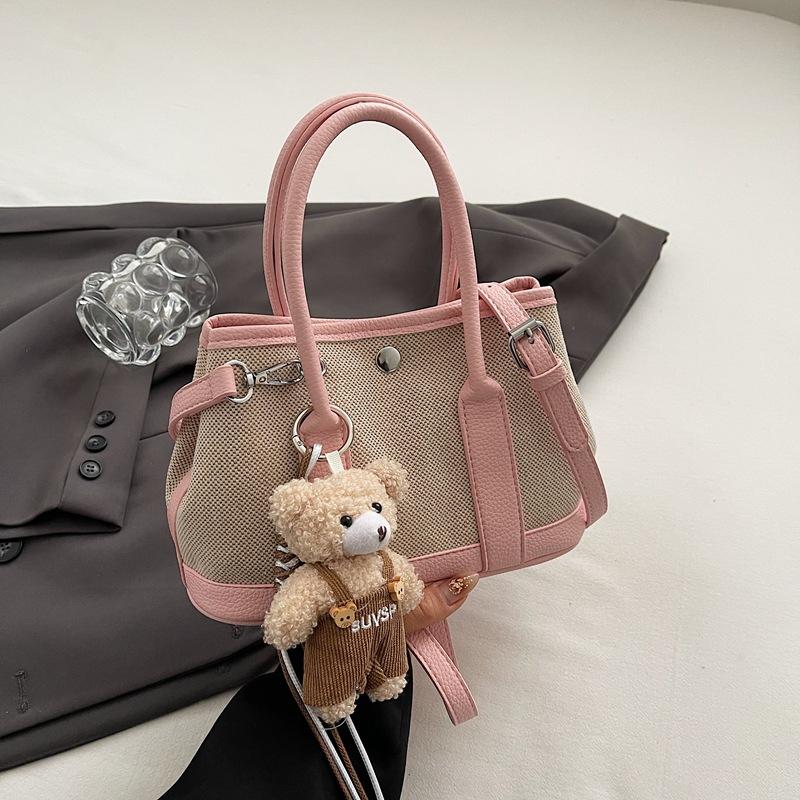 Summer new fashion contrast large-capacity hand-held bucket bag women's simple casual commuter shoulder body bag