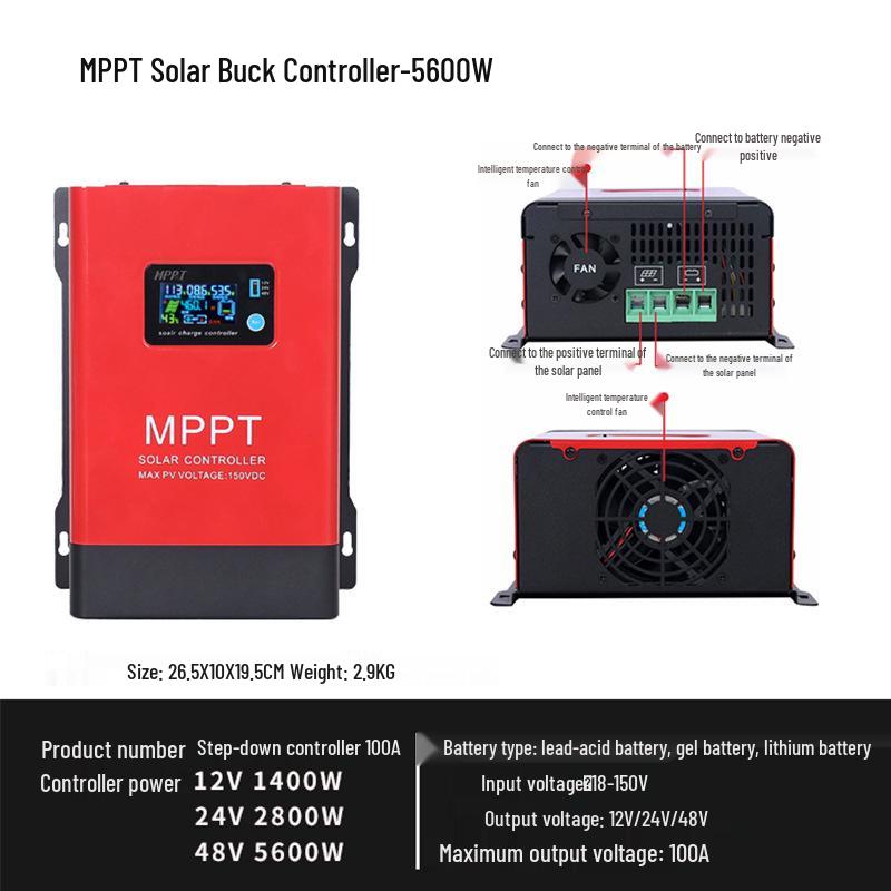 Universal MPPT Solar Charge Controller for Lead-Acid/Lithium Batteries, 12V/24V/48V, 12.5A-100A Photovoltaic Charger
