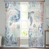 Marine Coral Shell Conch Vintage Blue Wooden Turtle Window Tulle Curtains for Living Room Hotel Luxury Decoration Sheer Curtains