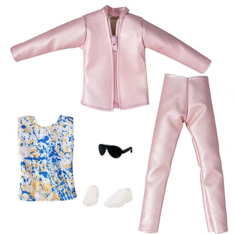 

Handsome Men Outfit Clothes 1/6 Male Doll Pink Suits Clothing Accessories Supermodel Boy Fashion Cool Wear For 30Cm 12Inch Doll Set For 30cm Doll