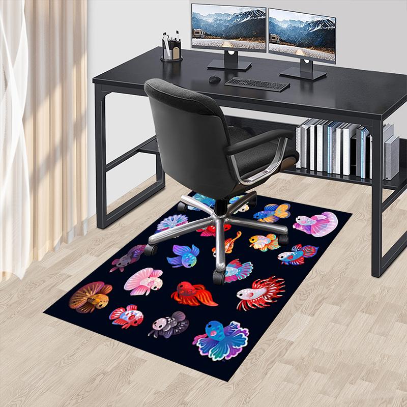 

Chair Mat: Vibrant and Colorful Fish Design Office Carpet - Perfect for Home Decor, Sofa Rug, Gift, Suitable for Bedroom, Living Room, and A 60cm by 90cm