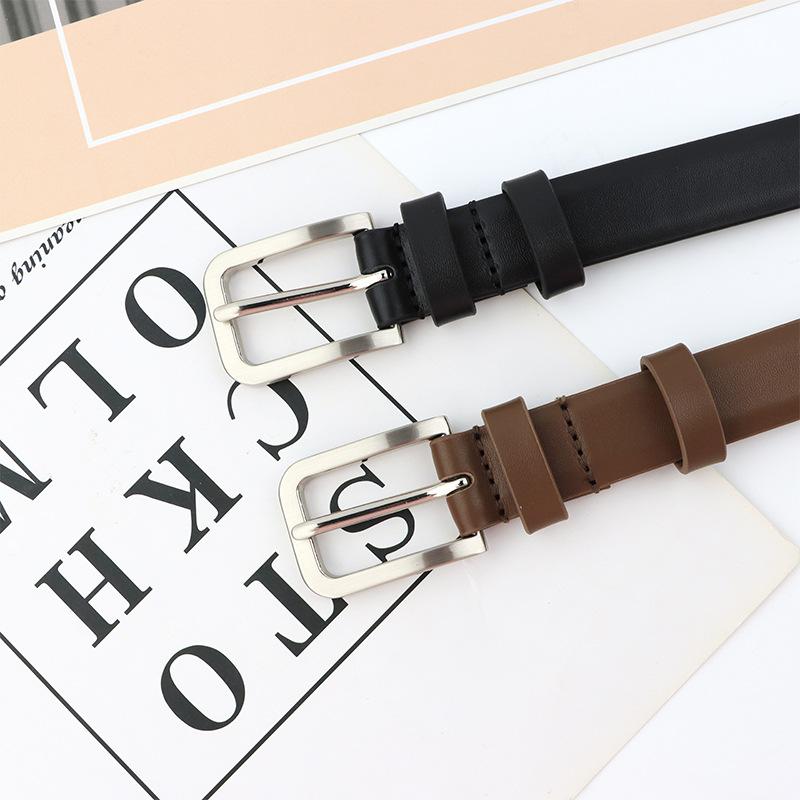 Genuine leather pin buckle women's belt - unisex, durable, top grain cowhide waist belt