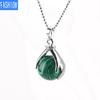 Palm Natural Stone Beads Crystal Pendant Necklace