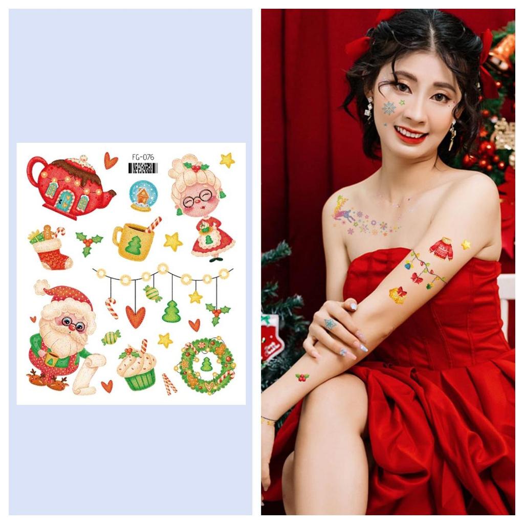 12/1 Sheets Waterproof But Removable Body Diy Art Glitter Christmas Fake Tattoo