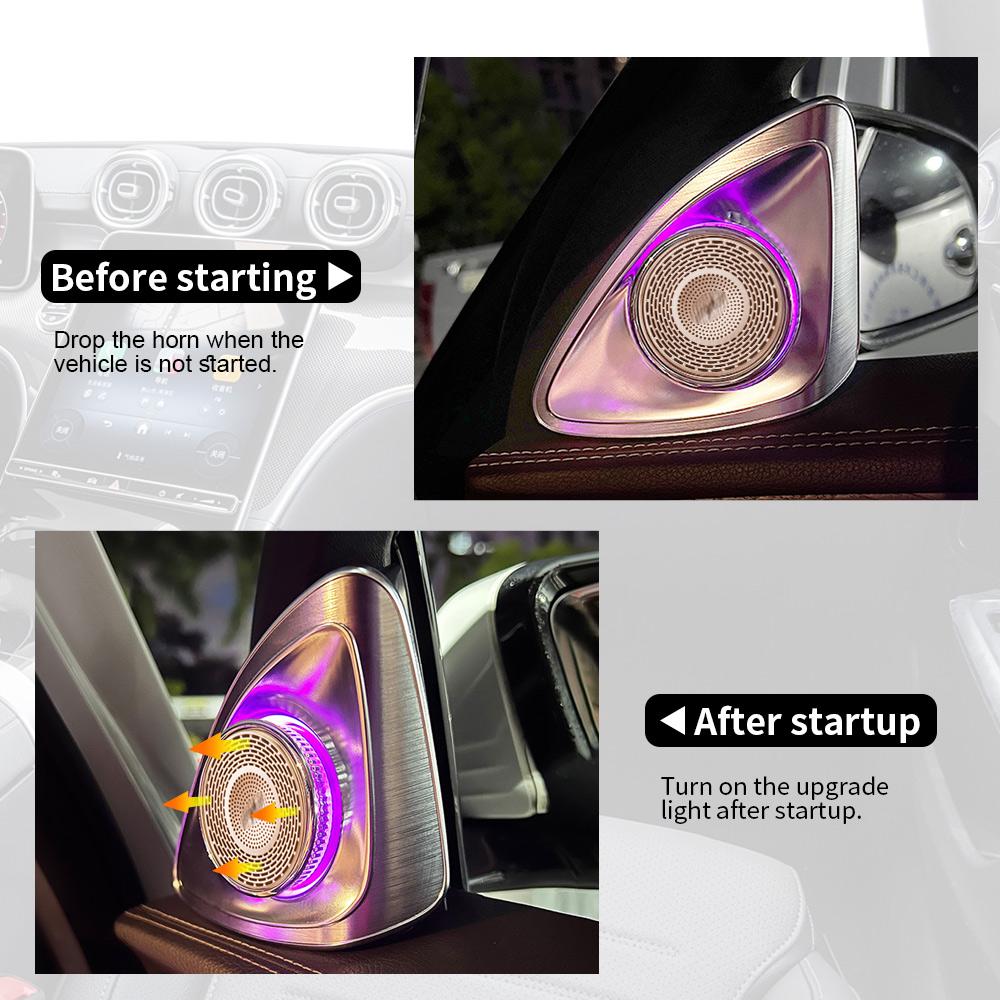 For Mercedes Benz S-Class W222 S350 S450 S560 S680 Ambient Light Air Conditioner Vent Turbine Nozzle 4D Rotating Tweeter Speaker