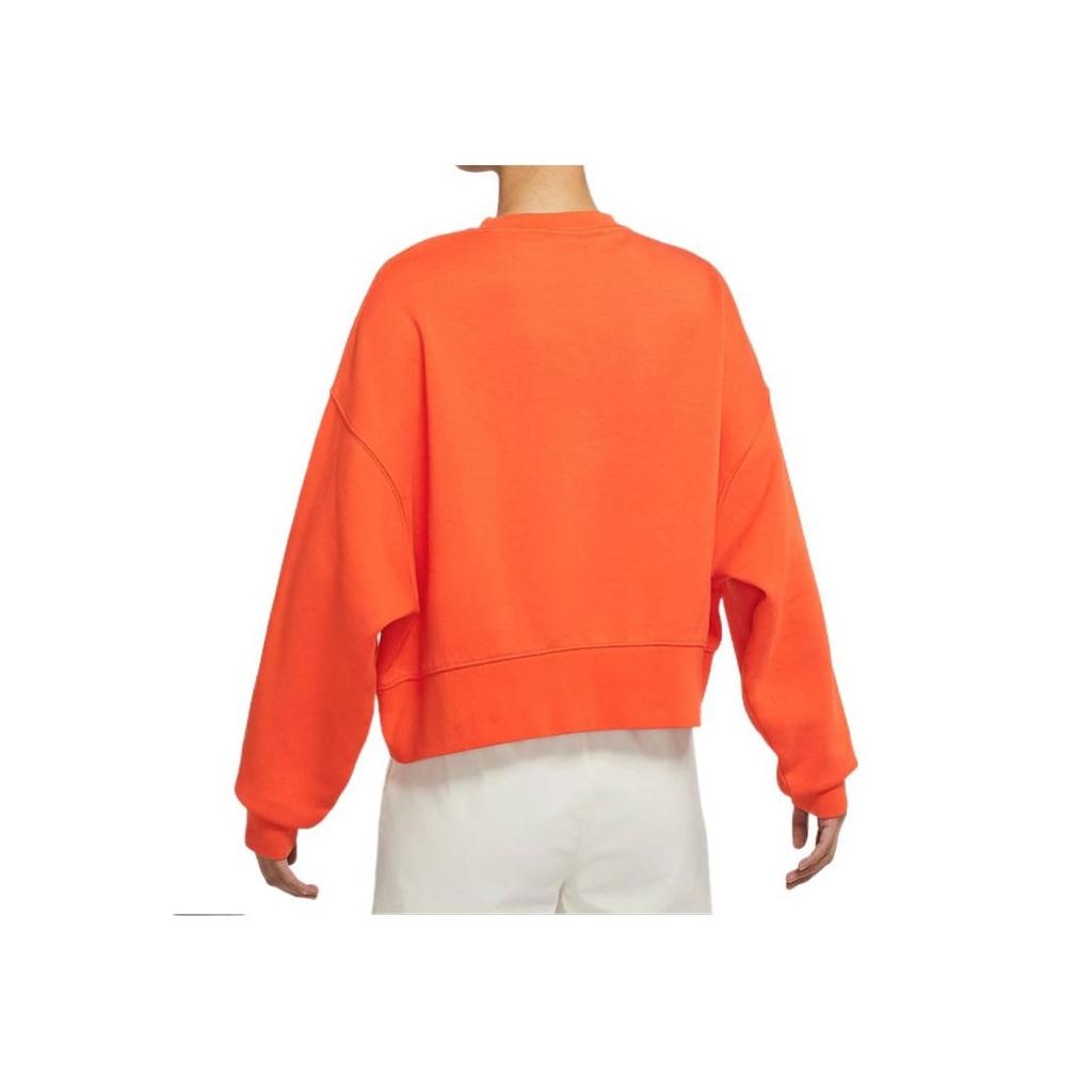 Nike Logo Print Crew Neck Pullover Sweatshirt Women Tops Orange DJ7666-869