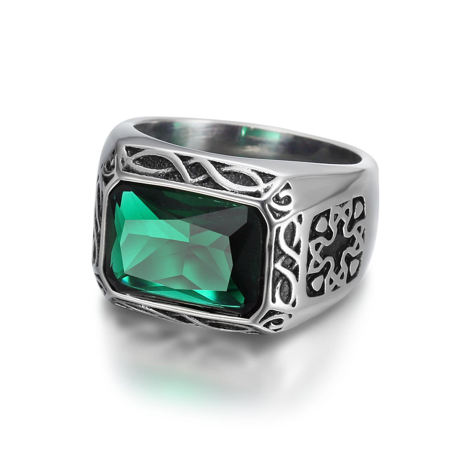

Мужское серебряное кольцо S925 Viking Emerald Ring Jewelry