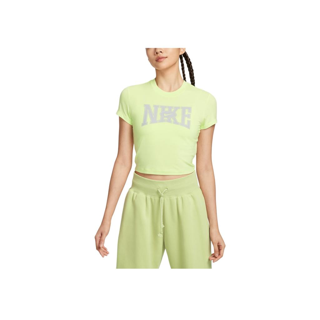 Nike As W Nsw Slim Crop Round Neck Logo Comfortable Short Sleeve Outdoor Quick Dry T-Shirt Women T-Shirt Green HQ1710360