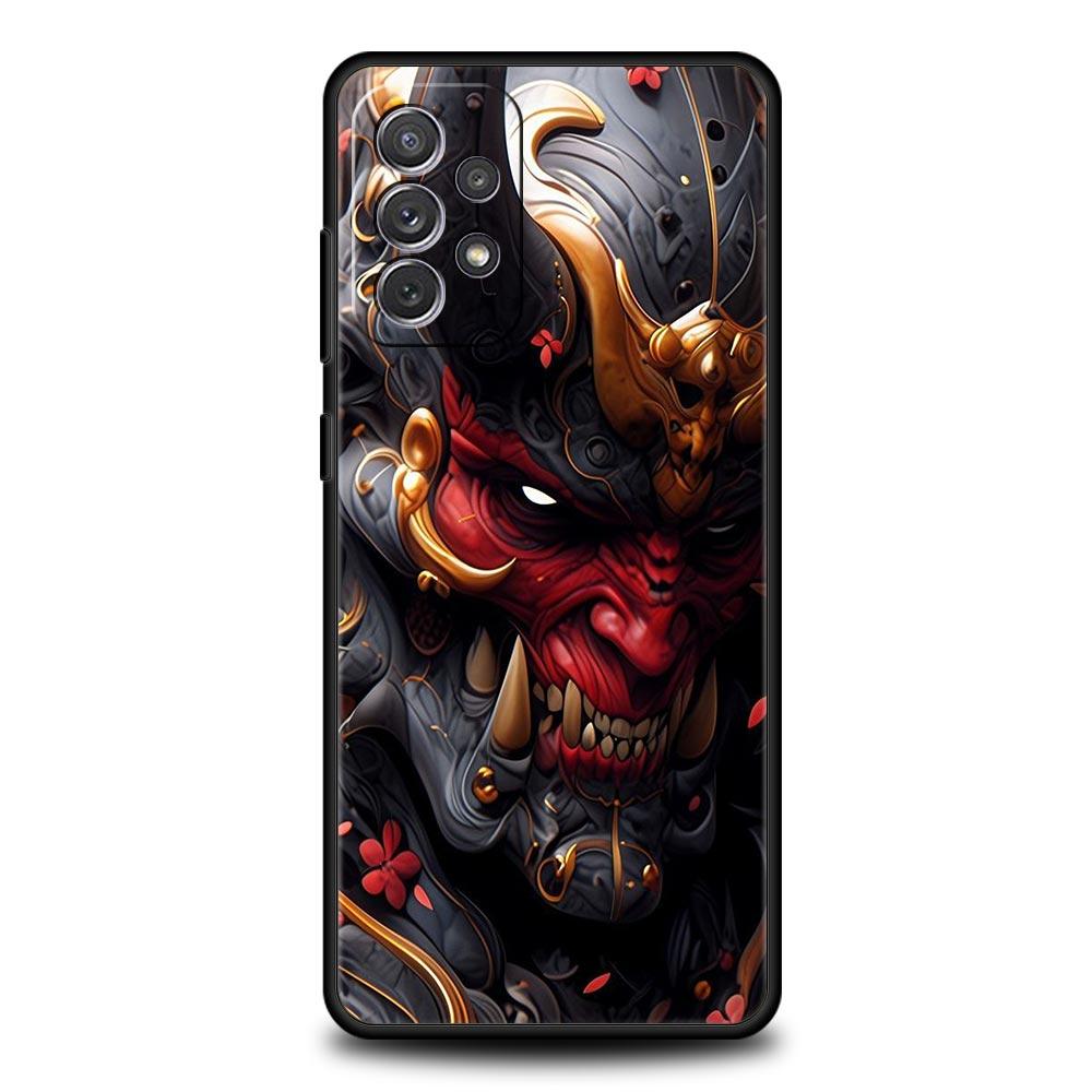 Japan Samurai Oni Mask Phone Case For Samsung Galaxy A17 A07 A55 A35 A25 A15 A05 A33 A31 A23 A21s A13 A41 A73 A53 A51 A71 Cover