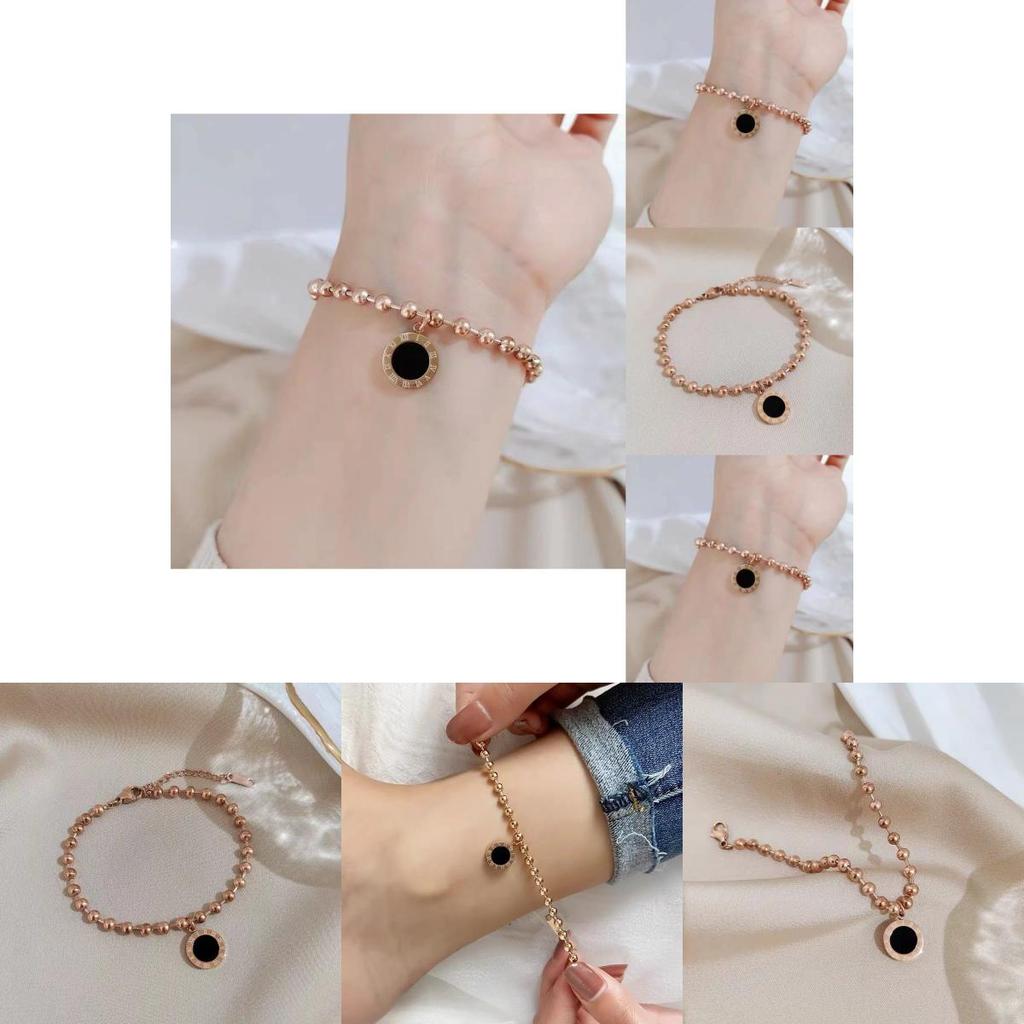 Fashionable Rose Gold Titanium Steel Women's Bracelet With Geometric Shapes