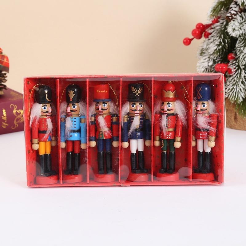 1/3/6Pcs Desktop Decor 12cm Miniatures Nutcracker Puppet Ornaments Cartoon Walnuts Soldiers Band Doll Pendant Christmas Gift