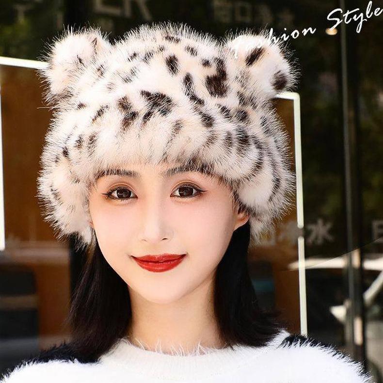 Pălărie de pescar cu imprimeu de leopard de pluș de toamnă și iarnă Pălărie de bazin cu găleată sub caldă, pălărie mică, pălărie pentru femei