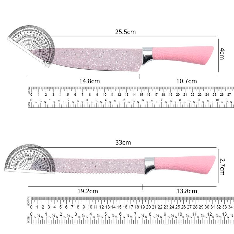 Pink Six Piece Stainless Steel Kitchen Knife Set Color Gift Box Set Knife