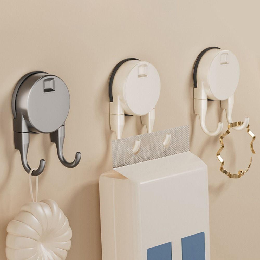 2Pcs Non-Marking Suction Cup Hooks Waterproof Kitchen Storage Hooks  Bathroom