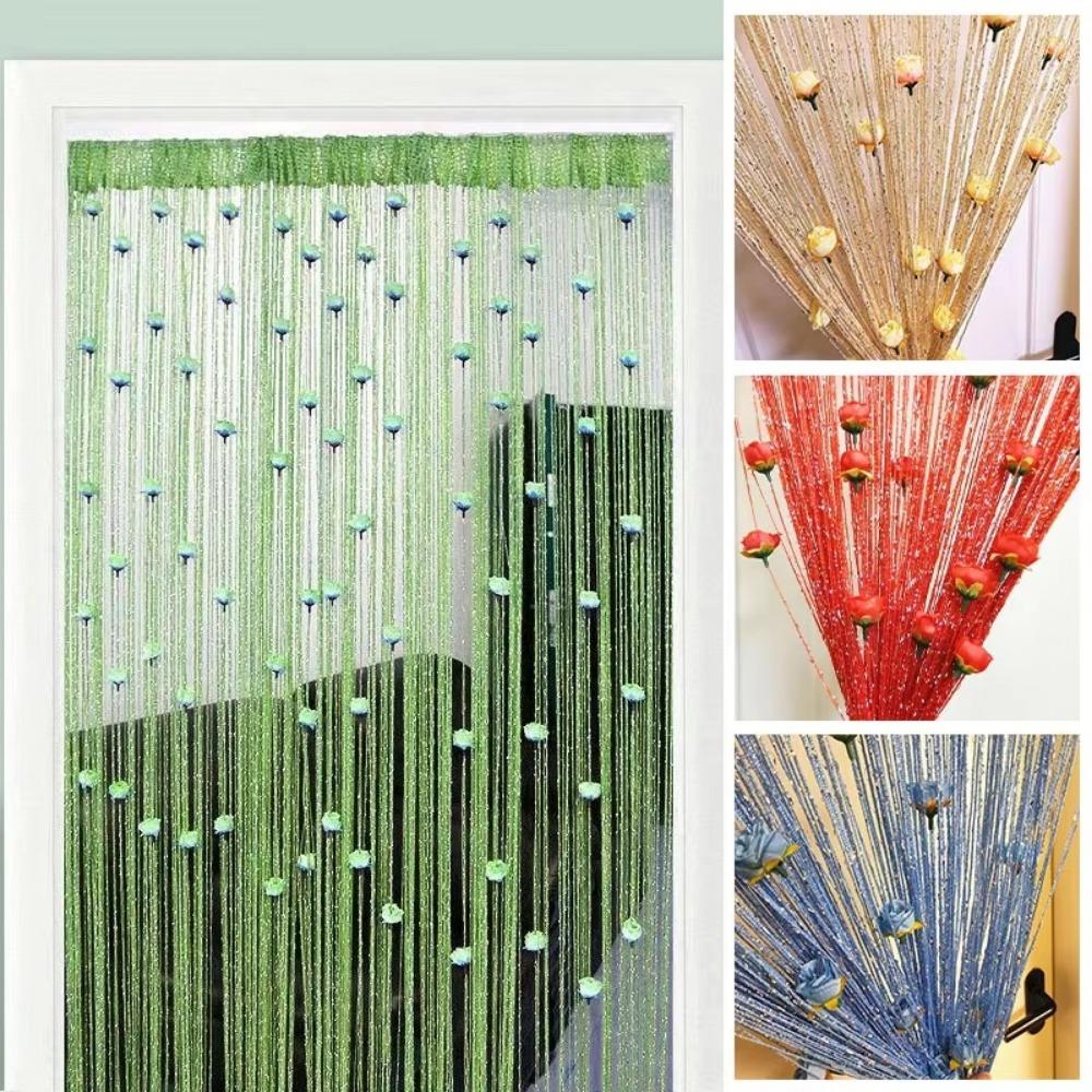 100x200cm Vestibule String Curtains Rose Flower Divider Curtains Door Line Curtain For Living Room
