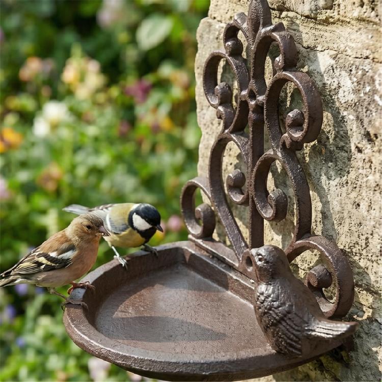 Handcrafts Cast Iron Bird Food Dish Wall Decors With Nordic Design Hanging Bird Feeding Station For Home Backyard Garden