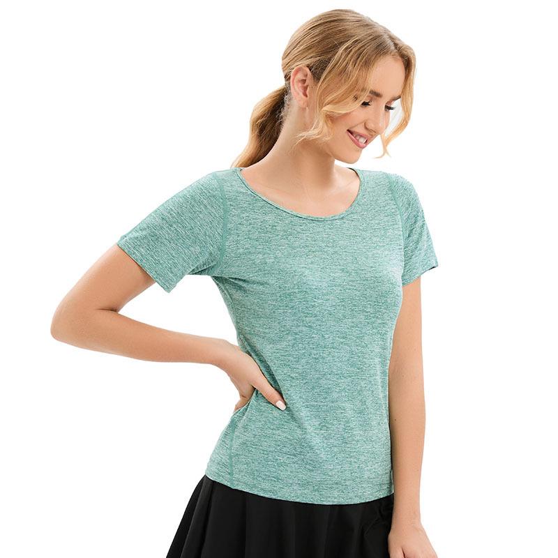 

Women s Quick-Dry Lycra Stretch Running & Yoga Short Sleeve Sports Top M