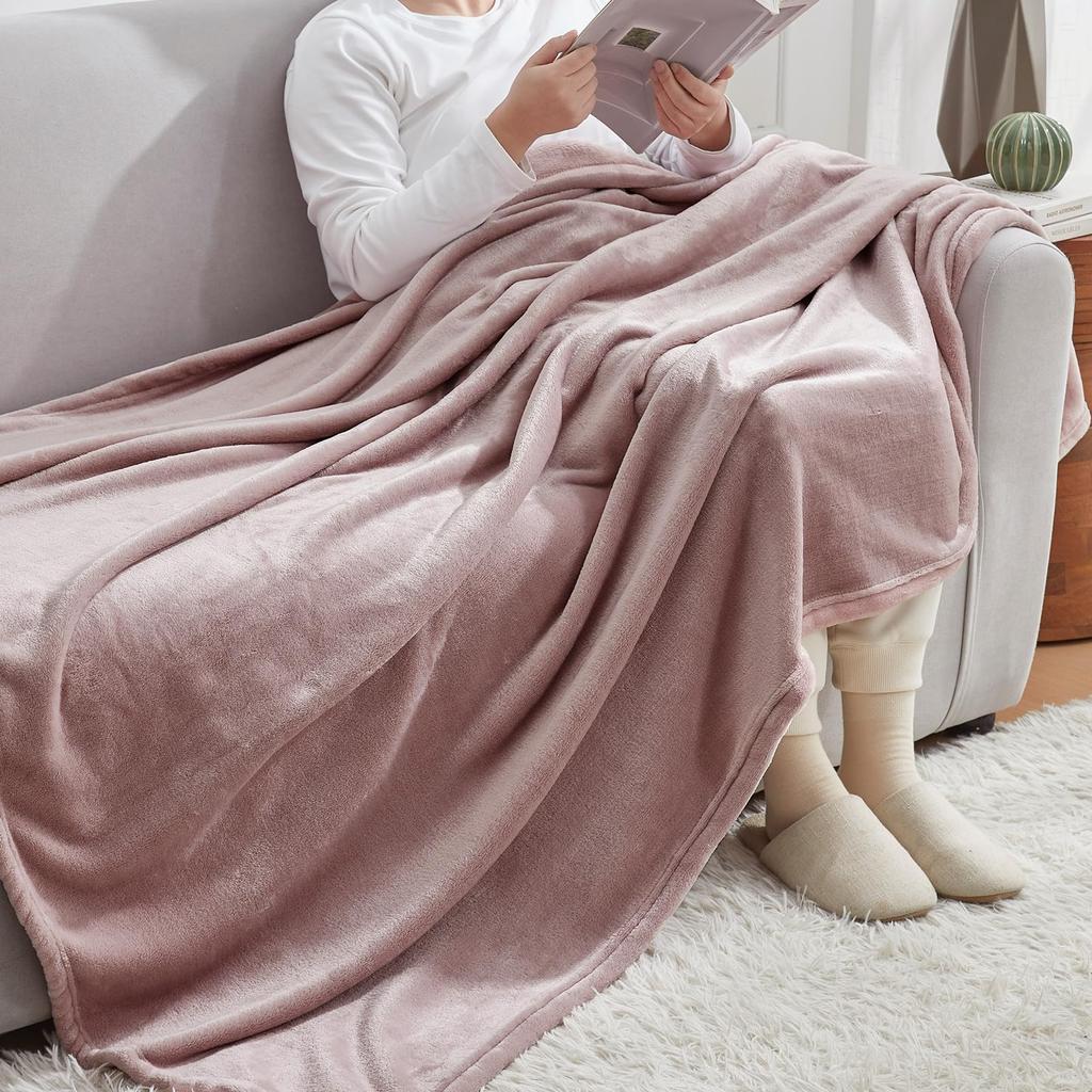 Hansleep Single Summer Soft and Suitable for All Seasons Smoky Blanket, 130x165cm, Microfiber, Comfortable, Washable, Anti-Static, (130x165cm, Pink)