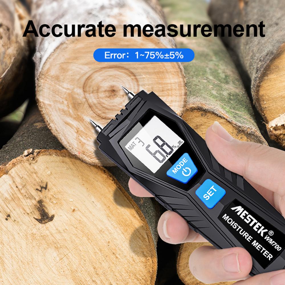 MESTEK WM700 Tester vlhkosti dreva Ručný Merač teploty a vlhkosti Mini LCD Digitálny Vlhkosť reziva