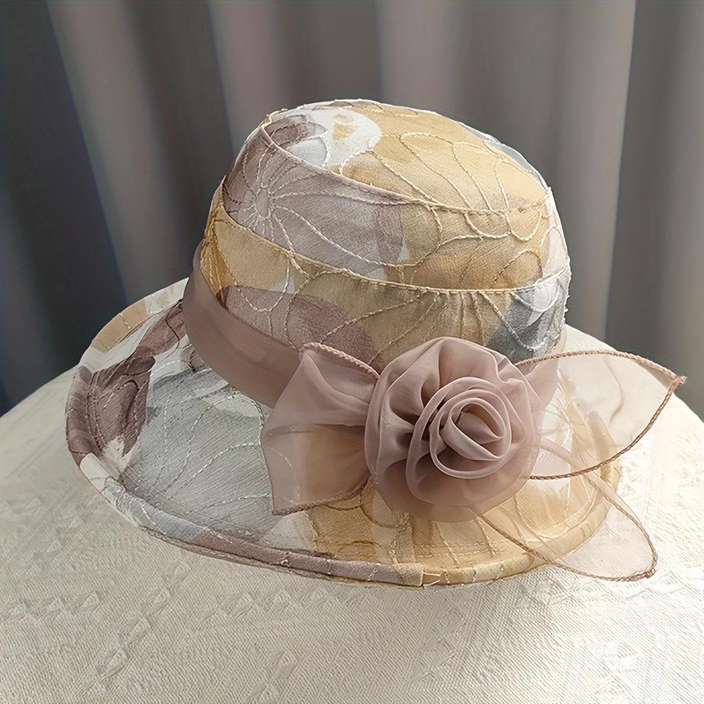 Pălărie elegantă din dantelă florală pentru femei Protecție solară perfectă pentru doamnele mature Ieșiri de primăvară până toamnă și îmbrăcăminte pe plajă