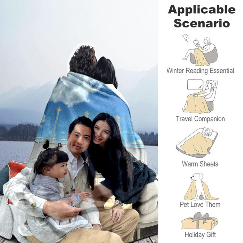 Customize Photo Personalized Photos Blanket Multi-purpose Personalized Blanket Soft Warm Cozy Throw For Bedding Sofa Nap Home Decor All-Season Use