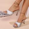 Fashion 2025 Summer New Fashion Women High Heels Slippers Square Toe Shoes for Women Design Elegant Open Toe Slingback Slides