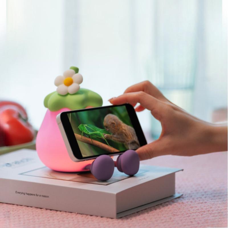 1Pc Cartoon Eggplant Night Light Bedroom Soft Light Eye Protection with Sleeping Atmosphere Silicone Light Three-speed Adjustment Delay Turn Off Light