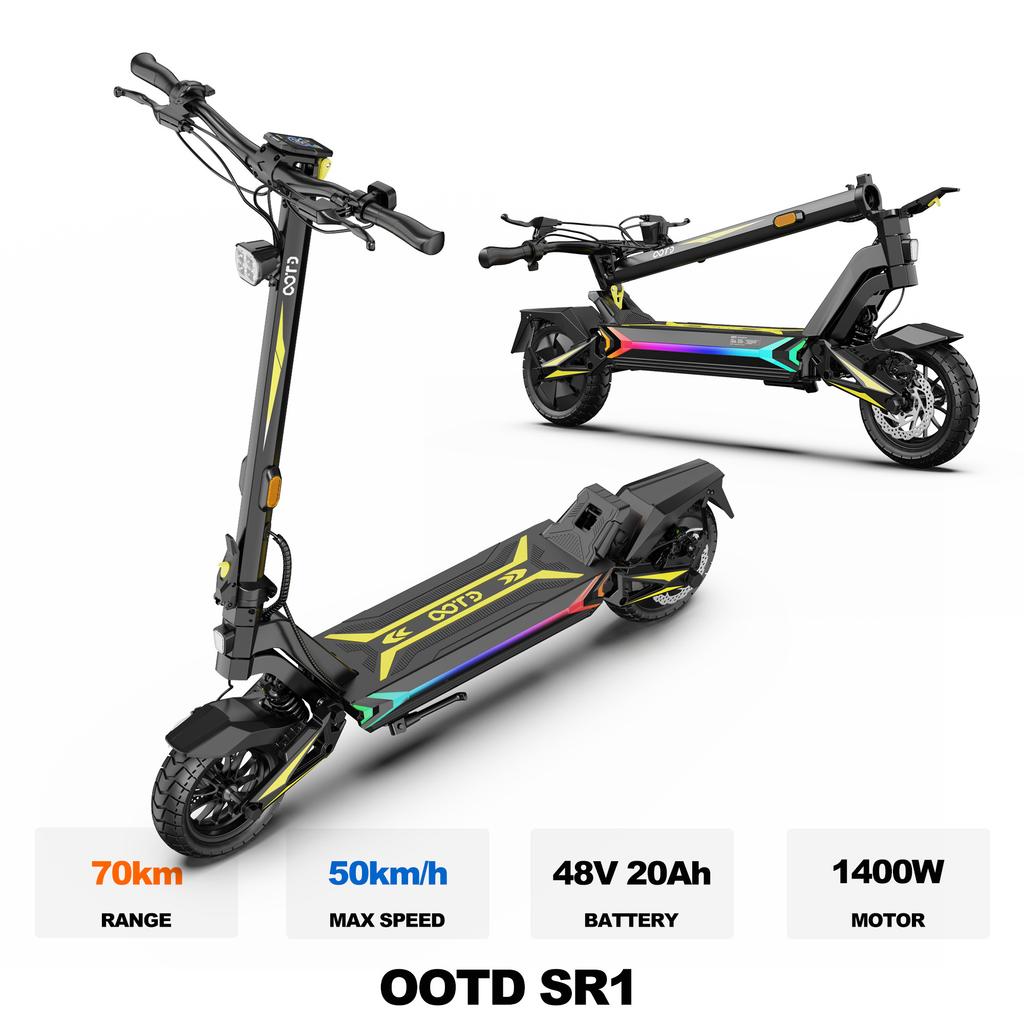 2026 Neuer OOTD SR1 Elektroroller – 1400W Motor, 48V 20Ah Akku, 70km Reichweite, Doppelfederung, 10" Reifen