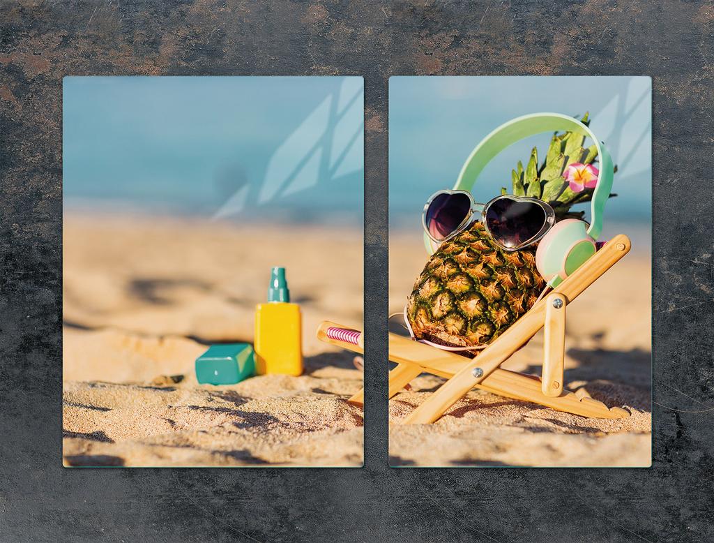 SZKLANA PŁYTA OCHRONNA NA KUCHENKĘ 75x52 ANANAS